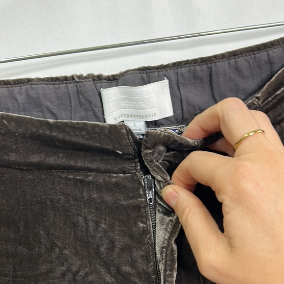 ett:twa Anthro velvet pocketed cuff trouser pants taupe S - Picture 6 of 11